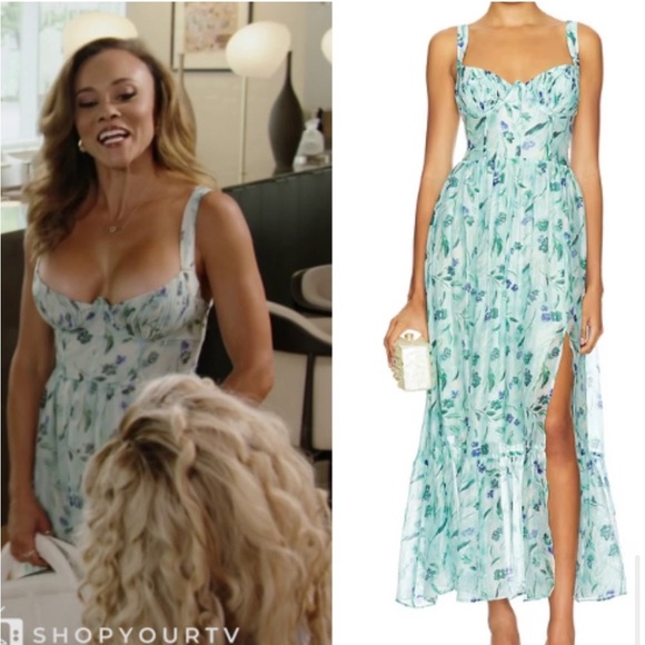 NEW ASTR the Label Kelby Dress in Green Blue Floral Maxi Size SMALL - Picture 6 of 7